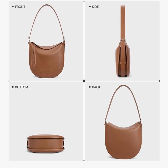 NWOT Elegant Brown Vegan Leather Shoulder Bag - Picture 6 of 14